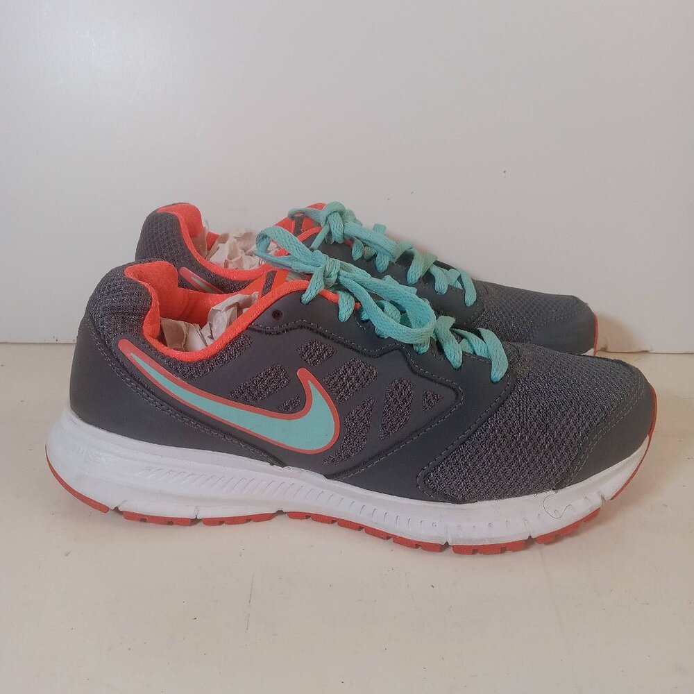 Nike Womens Downshifter 6 Grey Blue Running Shoes Lace Up Women's Size 7.5